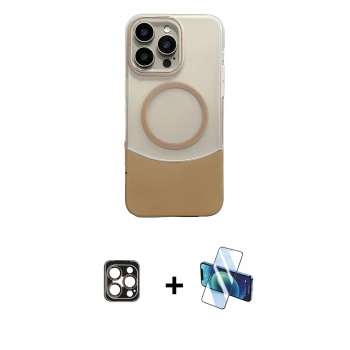 MARSİLYAN™- iPhone 16 Pro Max Kılıf Kozmos Form Özel Seri - Siyah 3D Antistatik Cam Ekran Koruyucu + PVD Metal Kamera Lens - GD
