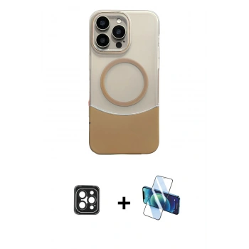 MARSİLYAN™- iPhone 16 Pro Max Kılıf Kozmos Form Özel Seri - Siyah 3D Antistatik Cam Ekran Koruyucu + PVD Metal Kamera Lens - SH