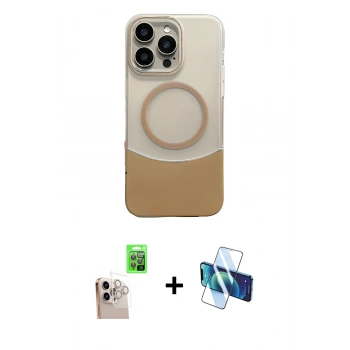 MARSİLYAN™- iPhone 16 Pro Max Kılıf Kozmos Form Özel Seri - Siyah 3D Antistatik Cam Ekran Koruyucu + Raze Metal Kamera Lens - NLGY