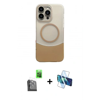 MARSİLYAN™- iPhone 16 Pro Max Kılıf Kozmos Form Özel Seri - Siyah 3D Antistatik Cam Ekran Koruyucu + Raze Metal Kamera Lens - SH