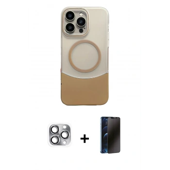 MARSİLYAN™- iPhone 16 Pro Max Kılıf Kozmos Form Özel Seri - Siyah 3D Antistatik Hayalet Cam Ekran Koruyucu + Pers Alüminyum Kamera Lens - GI