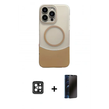 MARSİLYAN™- iPhone 16 Pro Max Kılıf Kozmos Form Özel Seri - Siyah 3D Antistatik Hayalet Cam Ekran Koruyucu + PVD Metal Kamera Lens - SH