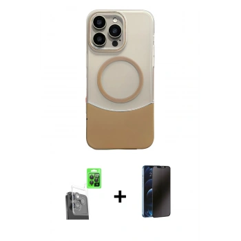 MARSİLYAN™- iPhone 16 Pro Max Kılıf Kozmos Form Özel Seri - Siyah 3D Antistatik Hayalet Cam Ekran Koruyucu + Raze Metal Kamera Lens - SH