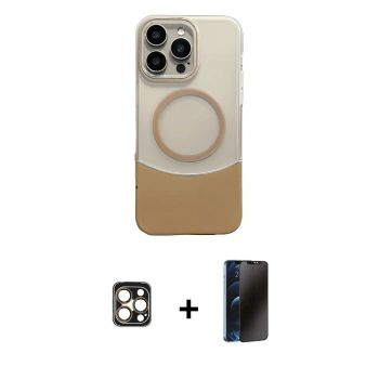 MARSİLYAN™- iPhone 16 Pro Max Kılıf Kozmos Form Özel Seri - Siyah 3D Antistatik Hayalet Cam Ekran Koruyucu + PVD Metal Kamera Lens - GD