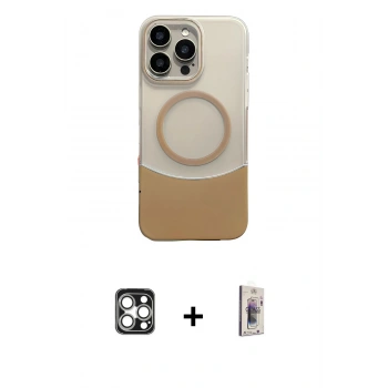 MARSİLYAN™- iPhone 16 Pro Max Kılıf Kozmos Form Özel Seri - Siyah Bilvis 3D Cam Ekran Koruyucu + PVD Metal Kamera Lens - GS