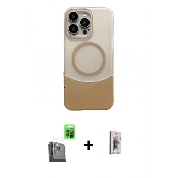 MARSİLYAN™- iPhone 16 Pro Max Kılıf Kozmos Form Özel Seri - Siyah Bilvis 3D Cam Ekran Koruyucu + Raze Metal Kamera Lens - SH