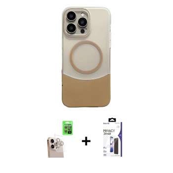 MARSİLYAN™- iPhone 16 Pro Max Kılıf Kozmos Form Özel Seri - Siyah Bilvis 3X AR Hayalet Cam Ekran Koruyucu + Raze Metal Kamera Lens - NLGY