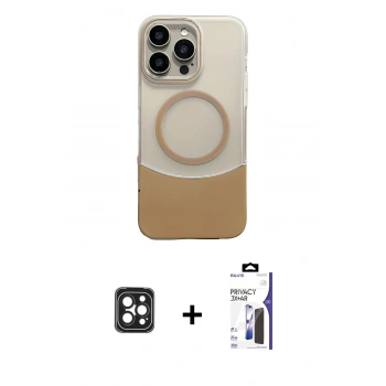 MARSİLYAN™- iPhone 16 Pro Max Kılıf Kozmos Form Özel Seri - Siyah Bilvis 3X AR Hayalet Cam Ekran Koruyucu + PVD Metal Kamera Lens - SH