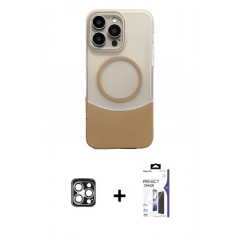 MARSİLYAN™- iPhone 16 Pro Max Kılıf Kozmos Form Özel Seri - Siyah Bilvis 3X AR Hayalet Cam Ekran Koruyucu + PVD Metal Kamera Lens - GS