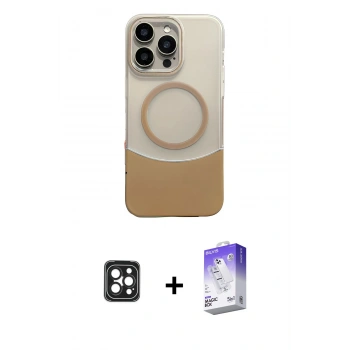 MARSİLYAN™- iPhone 16 Pro Max Kılıf Kozmos Form Özel Seri - Siyah Bilvis 5in1 3D Magic Cam Ekran Koruyucu + PVD Metal Kamera Lens - SH