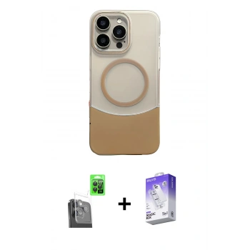 MARSİLYAN™- iPhone 16 Pro Max Kılıf Kozmos Form Özel Seri - Siyah Bilvis 5in1 3D Magic Cam Ekran Koruyucu + Raze Metal Kamera Lens - SH