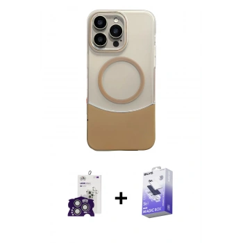 MARSİLYAN™- iPhone 16 Pro Max Kılıf Kozmos Form Özel Seri - Siyah Bilvis 5in1 5D Magic Hayalet Cam Ekran Koruyucu + Bilvis Titan Kamera Lens - GS