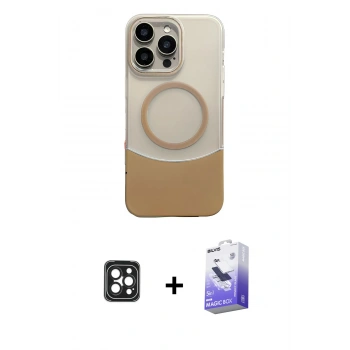MARSİLYAN™- iPhone 16 Pro Max Kılıf Kozmos Form Özel Seri - Siyah Bilvis 5in1 5D Magic Hayalet Cam Ekran Koruyucu + PVD Metal Kamera Lens - SH