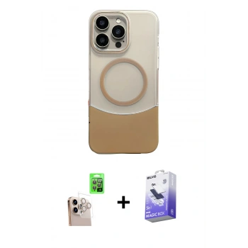 MARSİLYAN™- iPhone 16 Pro Max Kılıf Kozmos Form Özel Seri - Siyah Bilvis 5in1 5D Magic Hayalet Cam Ekran Koruyucu + Raze Metal Kamera Lens - NLGY