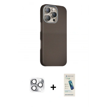 MARSİLYAN™- iPhone 16 Pro Max Kılıf Kozmos Klasik Prime - Şeffaf Pasifik Cam Ekran Koruyucu + Pers Alüminyum Kamera Lens - GS