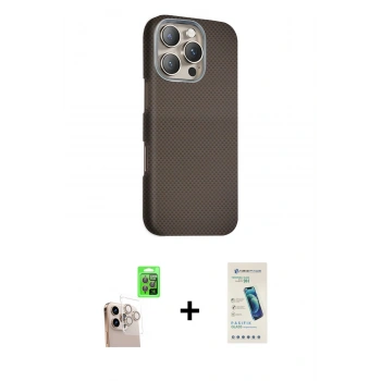 MARSİLYAN™- iPhone 16 Pro Max Kılıf Kozmos Klasik Prime - Şeffaf Pasifik Cam Ekran Koruyucu + Raze Metal Kamera Lens - NLGY