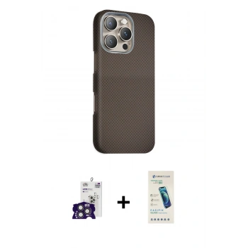 MARSİLYAN™- iPhone 16 Pro Max Kılıf Kozmos Klasik Prime - Şeffaf Pasifik Cam Ekran Koruyucu + Bilvis Titan Kamera Lens - TMGI