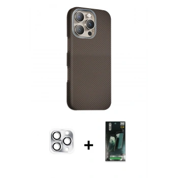 MARSİLYAN™- iPhone 16 Pro Max Kılıf Kozmos Klasik Prime - Siyah 360 Mat Full Body Arka Koruyucu + Pers Alüminyum Kamera Lens - GS