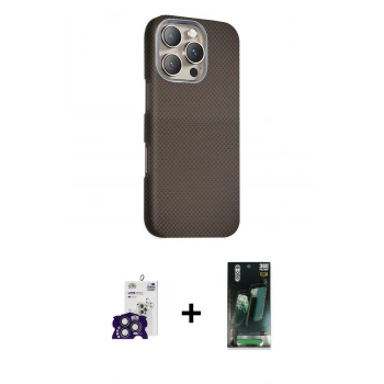 MARSİLYAN™- iPhone 16 Pro Max Kılıf Kozmos Klasik Prime - Siyah 360 Mat Full Body Arka Koruyucu + Bilvis Titan Kamera Lens - TMGI