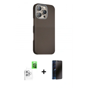 MARSİLYAN™- iPhone 16 Pro Max Kılıf Kozmos Klasik Prime - Siyah 3D Antistatik Hayalet Cam Ekran Koruyucu + Raze Metal Kamera Lens - BZ