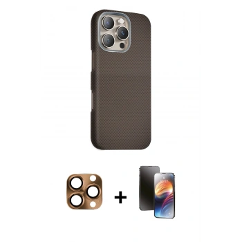 MARSİLYAN™- iPhone 16 Pro Max Kılıf Kozmos Klasik Prime - Siyah 3D Antistatik Mat Seramik Nano Ekran Koruyucu + Pers Alüminyum Kamera Lens - CLTM