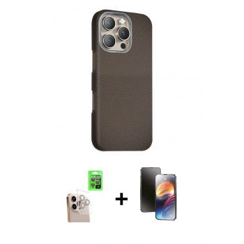 MARSİLYAN™- iPhone 16 Pro Max Kılıf Kozmos Klasik Prime - Siyah 3D Antistatik Mat Seramik Nano Ekran Koruyucu + Raze Metal Kamera Lens - NLGY