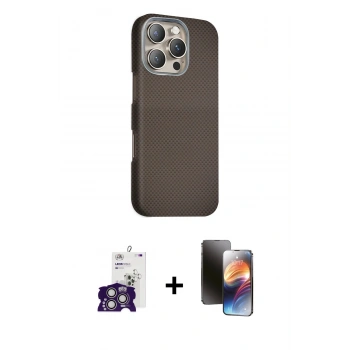 MARSİLYAN™- iPhone 16 Pro Max Kılıf Kozmos Klasik Prime - Siyah 3D Antistatik Mat Seramik Nano Ekran Koruyucu + Bilvis Titan Kamera Lens - GS