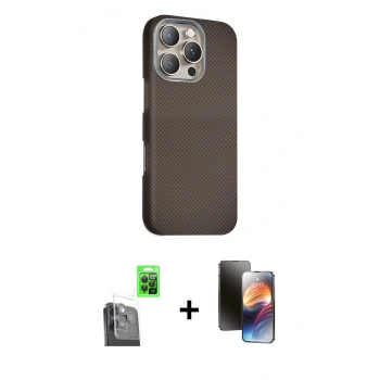 MARSİLYAN™- iPhone 16 Pro Max Kılıf Kozmos Klasik Prime - Siyah 3D Antistatik Mat Seramik Nano Ekran Koruyucu + Raze Metal Kamera Lens - SH