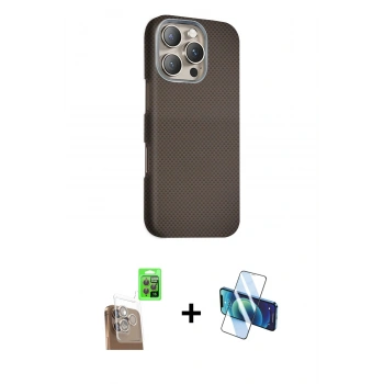 MARSİLYAN™- iPhone 16 Pro Max Kılıf Kozmos Klasik Prime - Siyah 3D Antistatik Seramik Nano Ekran Koruyucu + Raze Metal Kamera Lens - CLTM