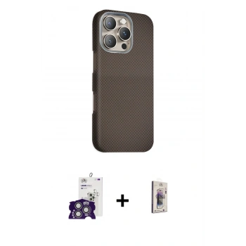 MARSİLYAN™- iPhone 16 Pro Max Kılıf Kozmos Klasik Prime - Siyah Bilvis 3D Cam Ekran Koruyucu + Bilvis Titan Kamera Lens - GS