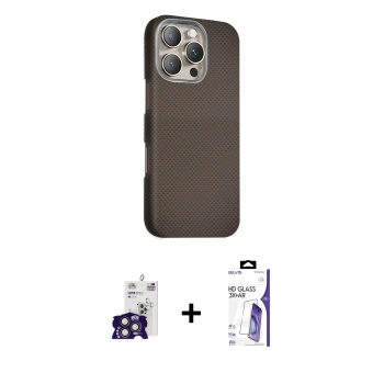 MARSİLYAN™- iPhone 16 Pro Max Kılıf Kozmos Klasik Prime - Siyah Bilvis 3X AR HD Cam Ekran Koruyucu + Bilvis Titan Kamera Lens - TMGI