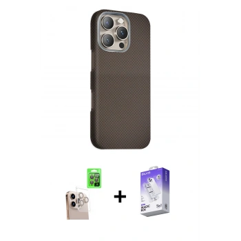 MARSİLYAN™- iPhone 16 Pro Max Kılıf Kozmos Klasik Prime - Siyah Bilvis 5in1 3D Magic Cam Ekran Koruyucu + Raze Metal Kamera Lens - NLGY