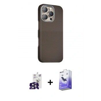MARSİLYAN™- iPhone 16 Pro Max Kılıf Kozmos Klasik Prime - Siyah Bilvis 5in1 5D Magic Hayalet Cam Ekran Koruyucu + Bilvis Titan Kamera Lens - TMGI