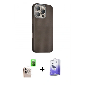 MARSİLYAN™- iPhone 16 Pro Max Kılıf Kozmos Klasik Prime - Siyah Bilvis 5in1 5D Magic Hayalet Cam Ekran Koruyucu + Raze Metal Kamera Lens - NLGY