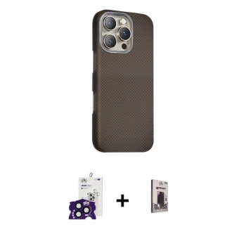 MARSİLYAN™- iPhone 16 Pro Max Kılıf Kozmos Klasik Prime - Siyah Bilvis Hayalet Cam Ekran Koruyucu + Bilvis Titan Kamera Lens - SH