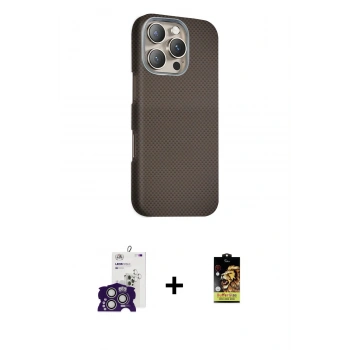 MARSİLYAN™- iPhone 16 Pro Max Kılıf Kozmos Klasik Prime - Siyah Buffer Cam Ekran Koruyucu + Bilvis Titan Kamera Lens - GS