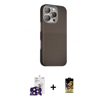 MARSİLYAN™- iPhone 16 Pro Max Kılıf Kozmos Klasik Prime - Siyah Buffer Cam Ekran Koruyucu + Bilvis Titan Kamera Lens - SH