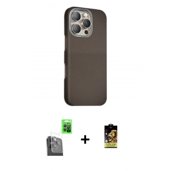 MARSİLYAN™- iPhone 16 Pro Max Kılıf Kozmos Klasik Prime - Siyah Buffer Cam Ekran Koruyucu + Raze Metal Kamera Lens - SH