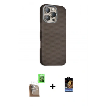 MARSİLYAN™- iPhone 16 Pro Max Kılıf Kozmos Klasik Prime - Siyah Buffer Hayalet Cam Ekran Koruyucu + Raze Metal Kamera Lens - CLTM