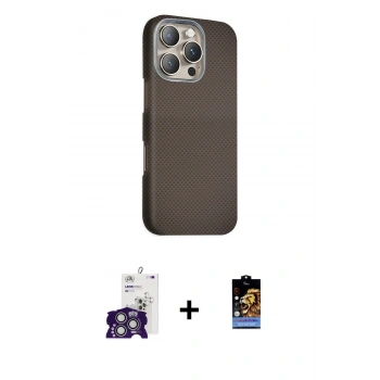 MARSİLYAN™- iPhone 16 Pro Max Kılıf Kozmos Klasik Prime - Siyah Buffer Hayalet Cam Ekran Koruyucu + Bilvis Titan Kamera Lens - GS