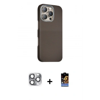 MARSİLYAN™- iPhone 16 Pro Max Kılıf Kozmos Klasik Prime - Siyah Buffer Hayalet Cam Ekran Koruyucu + Pers Alüminyum Kamera Lens - GI