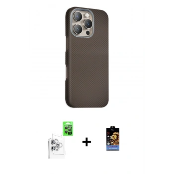 MARSİLYAN™- iPhone 16 Pro Max Kılıf Kozmos Klasik Prime - Siyah Buffer Hayalet Cam Ekran Koruyucu + Raze Metal Kamera Lens - BZ