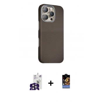 MARSİLYAN™- iPhone 16 Pro Max Kılıf Kozmos Klasik Prime - Siyah Buffer Hayalet Cam Ekran Koruyucu + Bilvis Titan Kamera Lens - TMGI