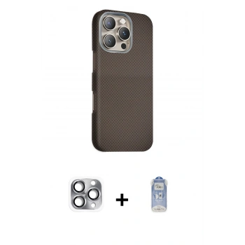 MARSİLYAN™- iPhone 16 Pro Max Kılıf Kozmos Klasik Prime - Siyah Joko Magic 5D Cam + Pers Alüminyum Kamera Lens - GI