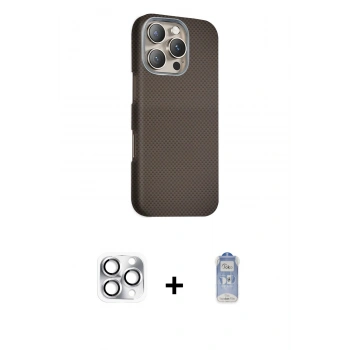 MARSİLYAN™- iPhone 16 Pro Max Kılıf Kozmos Klasik Prime - Siyah Joko Magic 5D Cam + Pers Alüminyum Kamera Lens - GS
