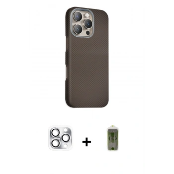 MARSİLYAN™- iPhone 16 Pro Max Kılıf Kozmos Klasik Prime - Siyah Joko Magic 5D Hayalet Cam + Pers Alüminyum Kamera Lens - GS