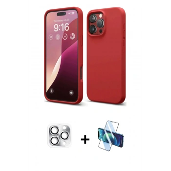 MARSİLYAN™- iPhone 16 Pro Max Kılıf Kozmos Yansıma Özel Seri - Siyah 3D Antistatik Cam Ekran Koruyucu + Pers Alüminyum Kamera Lens - GS