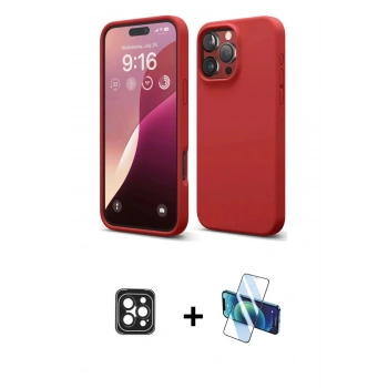 MARSİLYAN™- iPhone 16 Pro Max Kılıf Kozmos Yansıma Özel Seri - Siyah 3D Antistatik Cam Ekran Koruyucu + PVD Metal Kamera Lens - SH