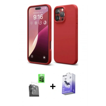 MARSİLYAN™- iPhone 16 Pro Max Kılıf Kozmos Yansıma Özel Seri - Siyah Bilvis 5in1 5D Magic Hayalet Cam Ekran Koruyucu + Raze Metal Kamera Lens - SH