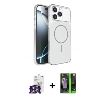 MARSİLYAN™- iPhone 16 Pro Max Kılıf Kutup Doku Serisi - Şeffaf 360 Full Body Arka Koruyucu + Bilvis Titan Kamera Lens - GS